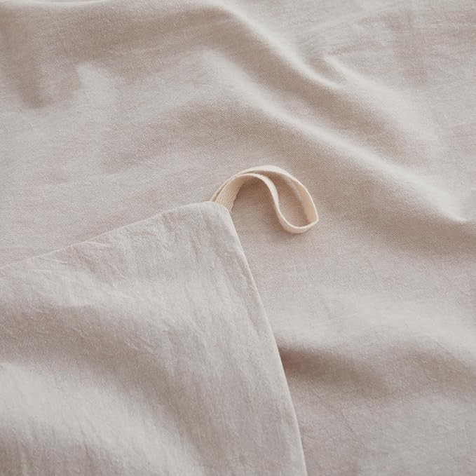 Linen Light Grey Duvet Cover Full Size, 100% Washed Cotton Linen Like Bedding - Image 4