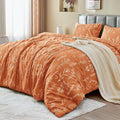MUXHOMO Duvet Cover Queen Size, Reversible Floral Caramel Duvet Cover Set by MUXHOMO