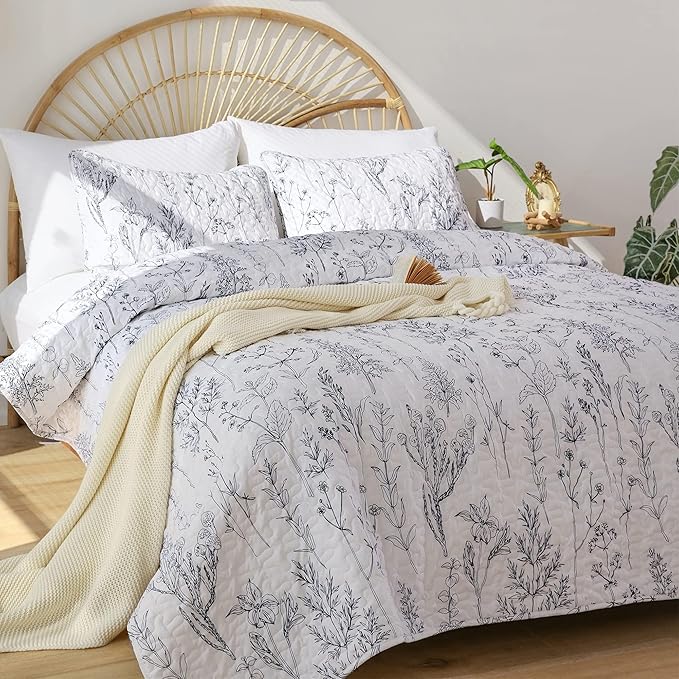 JANZAA Twin Quilt White Quilt Bed Spread Boho Quilt - Image 5
