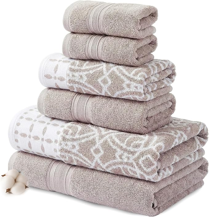 Modern Threads Monroe 6-Piece 100% Cotton Towel Set – Reversible Yarn Dyed by ModernThreads