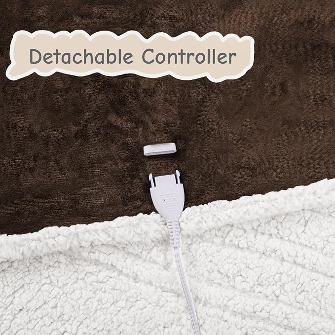 Electric Heated Blanket Queen Size 84"x90", Soft Flannel - Image 6