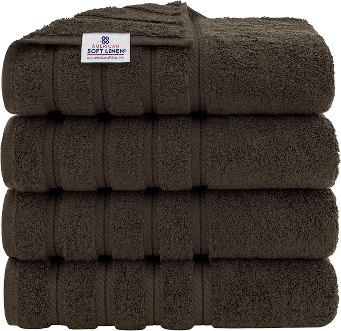 American Soft Linen Luxury 4 Piece Bath Towels, 600 GSM 100% Cotton Turkish by AmericanSoftLinen