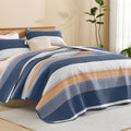 Litanika Quilt Queen Size BlueO, Stripe Patchwork Summer Bedspread Coverlet 3 by Litanika
