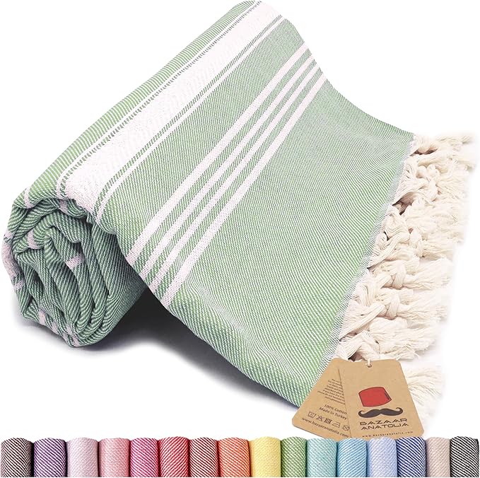 Bazaar Anatolia Turkish Beach Towel – 100% Cotton, Quick Dry, Sand Free Towel by BazaarAnatolia