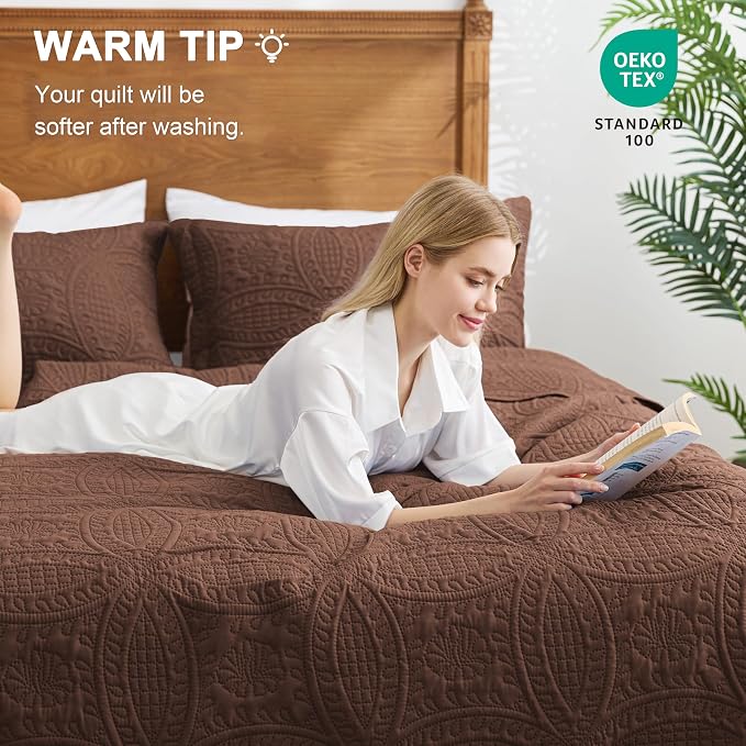 Love's cabin Oversized King Size Quilt Bedding Set Brown Bedspreads - Image 4