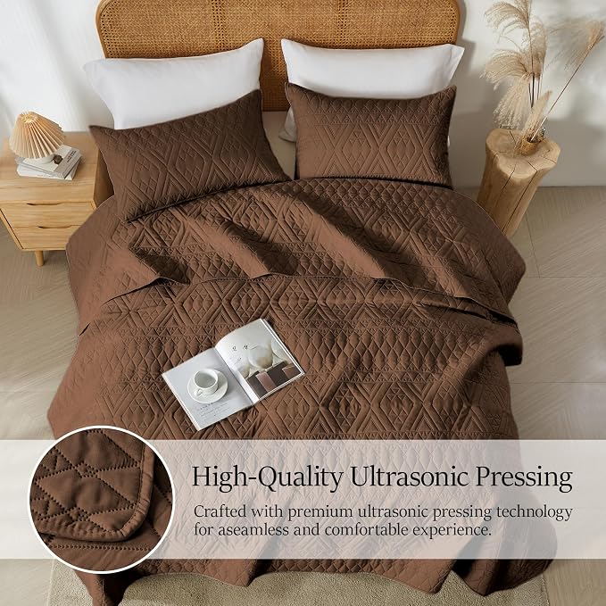 akkialla Twin Size Quilt Bedding Set, Modern Style Geoetric Pattern Coverlet Set - Image 5