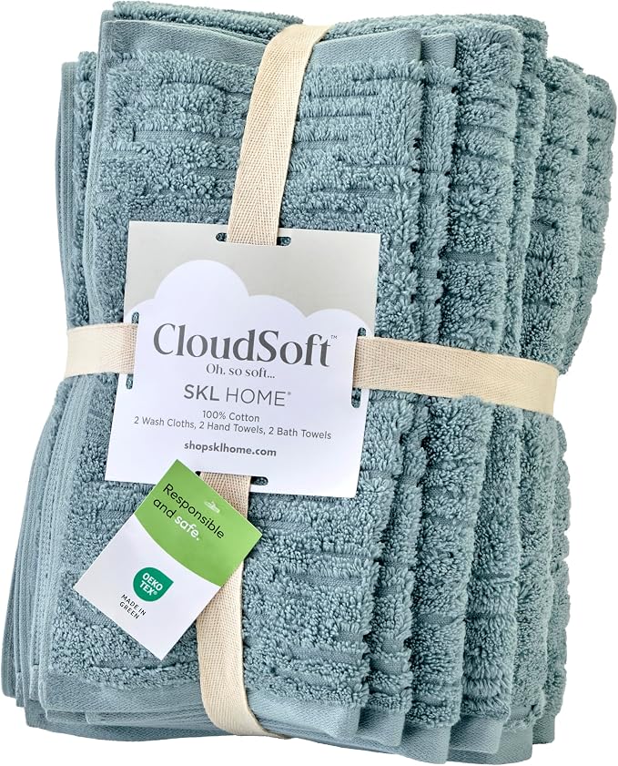 SKL Home CloudSoft 100% Cotton Luxury 6-Piece Towel Set, 600 GSM, Ultra Plush & - Image 7
