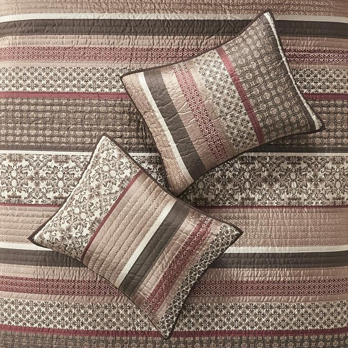 Madison Park Quilt Set Luxurious Jacquard Stripes Design - Image 5