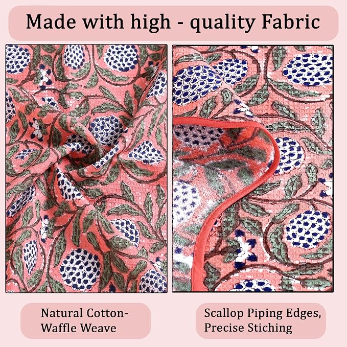 Ridhi Block Print Dark Salmon Cotton Spa/Beach Towel 27"x54" Set of 2 Handmade - Image 6