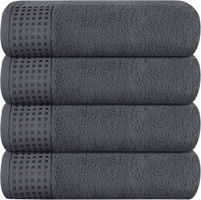 GLAMBURG Ultra Soft 4 Pack Oversized Bath Towel Set 27x54 inches, 100% Cotton by GLAMBURG