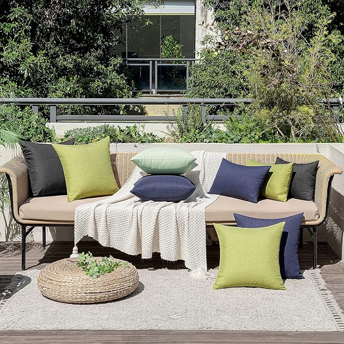 MIULEE Pack of 2 Decorative Outdoor Solid Waterproof Throw Pillow Covers Euro - Image 5