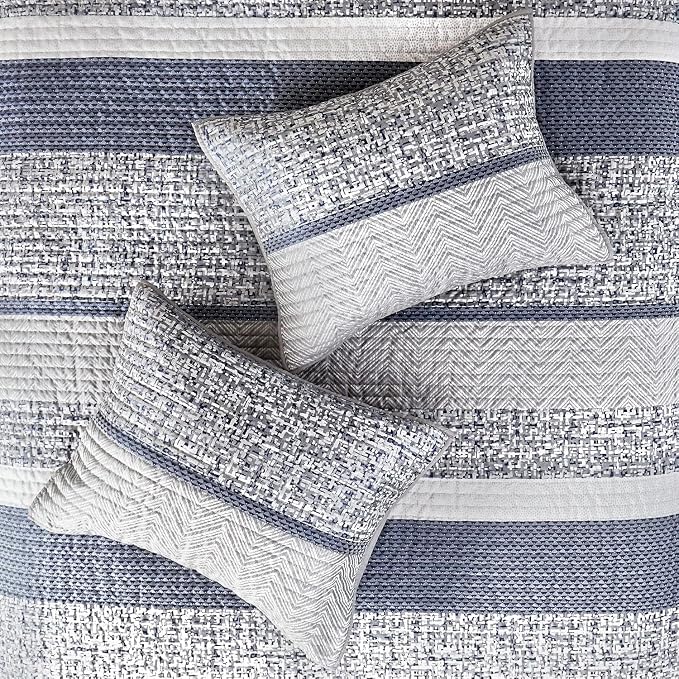 Madison Park Queen Quilt Set Lustrous Jacquard & Glitter Accent Coverlet Set - Image 5