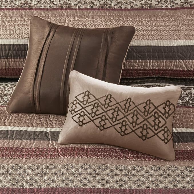 Madison Park Quilt Set Luxurious Jacquard Stripes Design - Image 13
