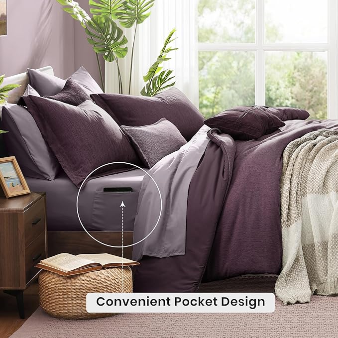 Monbix Full Size Comforter Set, Italian Plum Bedding Comforter - Image 4