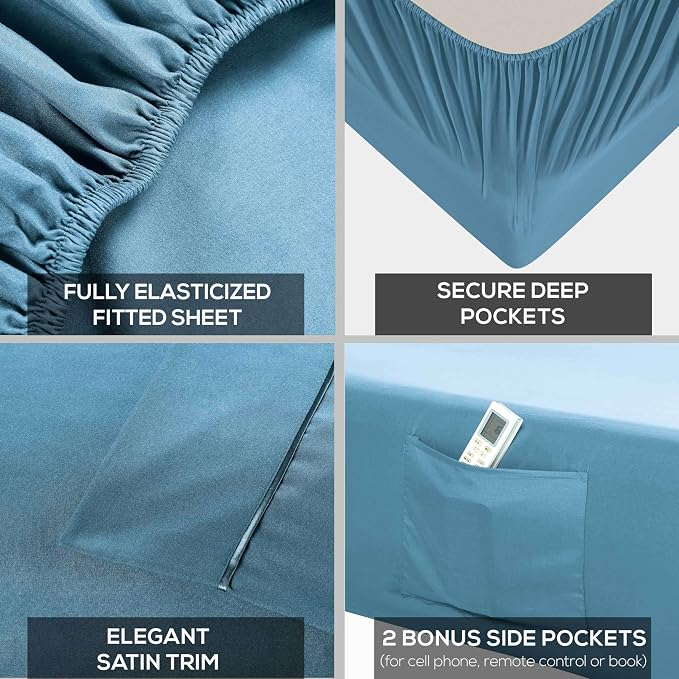 Mueller Ultratemp King Size Sheets Set, Super Soft 1800, 6 Piece, Deep Pocket - Image 4