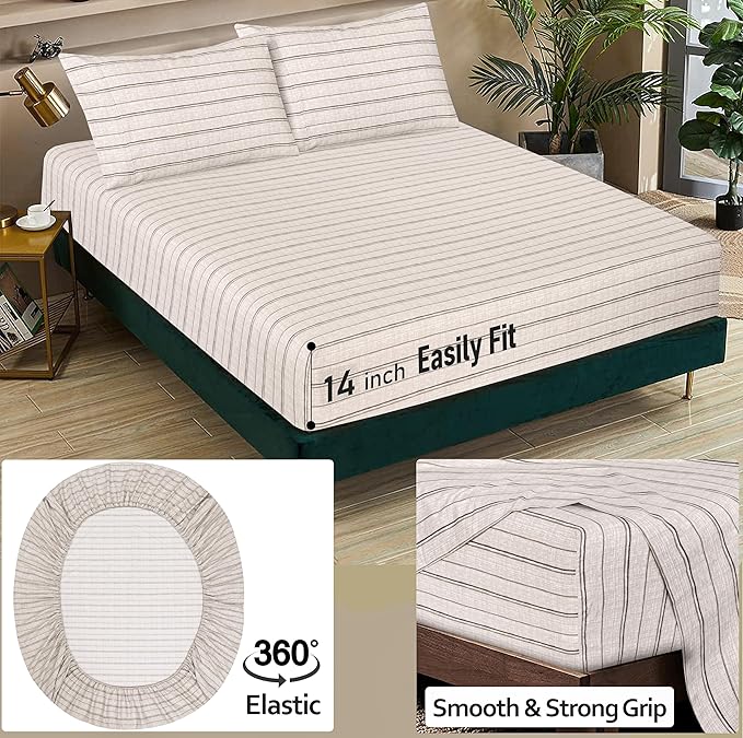 RUVANTI 100% Cotton Sheets – California King Percale Bedding, Cooling & - Image 5