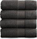 NY Loft 100% Cotton 4 Pack Bath Towels, Dark Grey, OEKO-TEX Certified, Machine by NYLoft