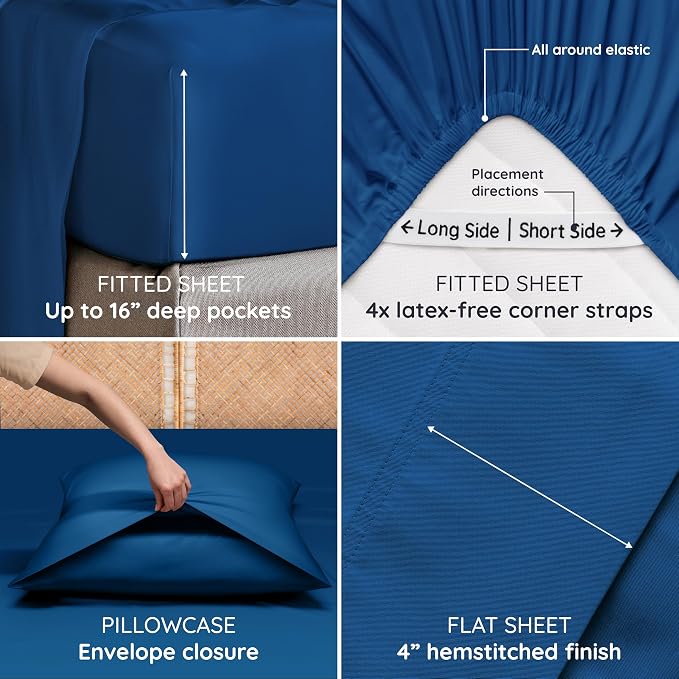 Bambaw King Sheet Set 6pcs – 100% Viscose Derived from Bamboo Sheets, Buttery - Image 5