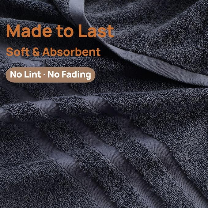 Bath Towels 2 Pack, 30 x 60 Inches, Large 100% Cotton Towels, Comfortable - Image 4
