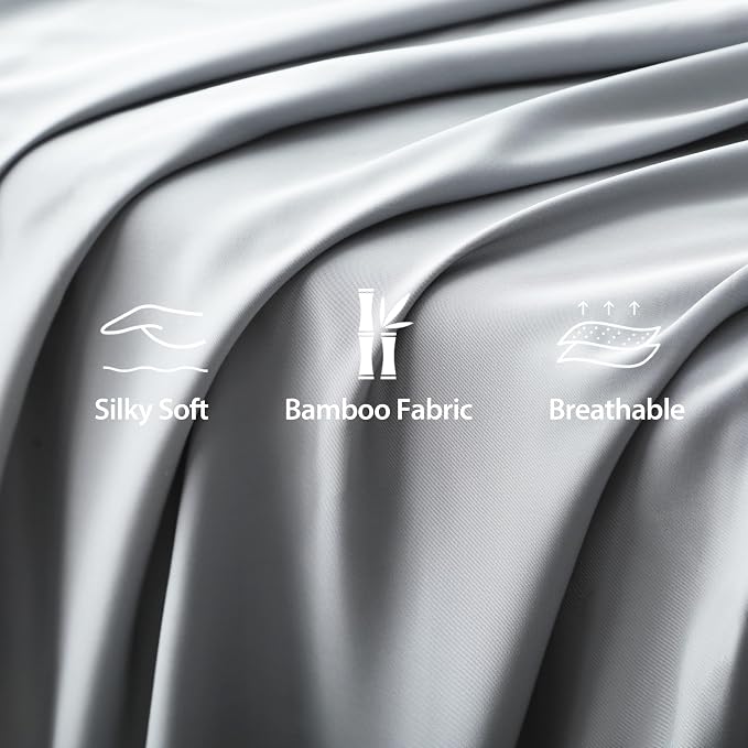Bamboo Viscose Flat Sheets Only, 400 Thread Count Sateen Weave Cal King Size - Image 3