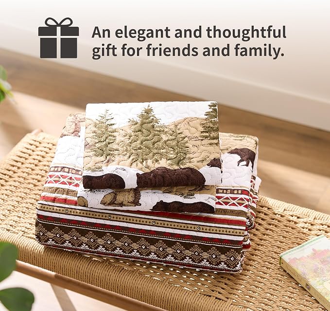 PPOLCA Cabin Twin Quilt Bedding Set, Christmas Lightweight Reversible Rustic - Image 7