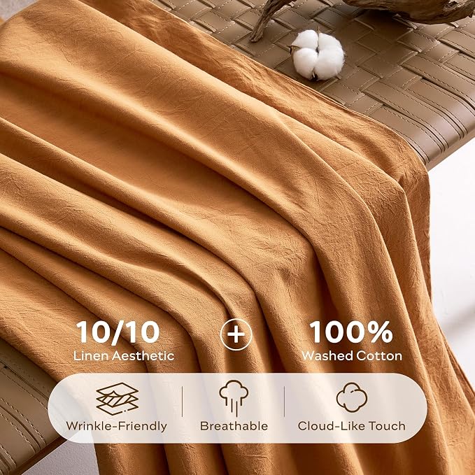 JELLYMONI 100% Washed Cotton Duvet Cover Full – Soft, Breathable Linen-Look - Image 3