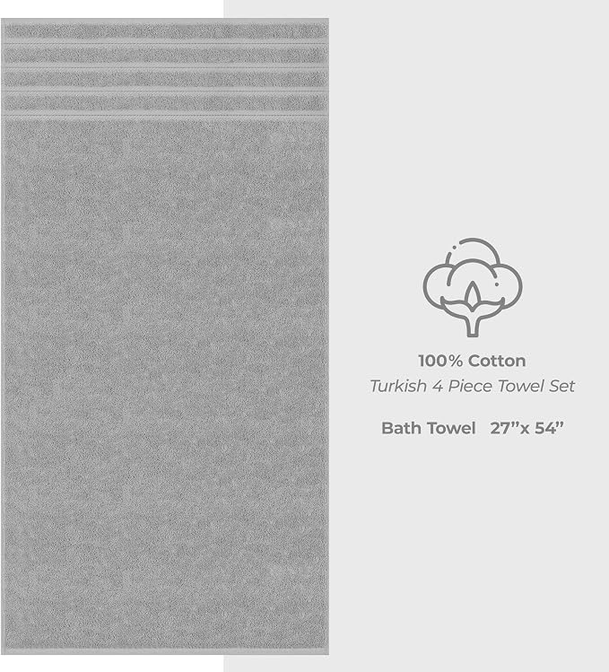 American Soft Linen Luxury 4 Piece Bath Towel Set, 600 GSM 100% Cotton Turkish - Image 4