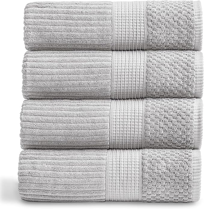 Springtree Home 100% Cotton Bath Towel Set of 4 | Super Soft & Absorbent by SpringtreeHome