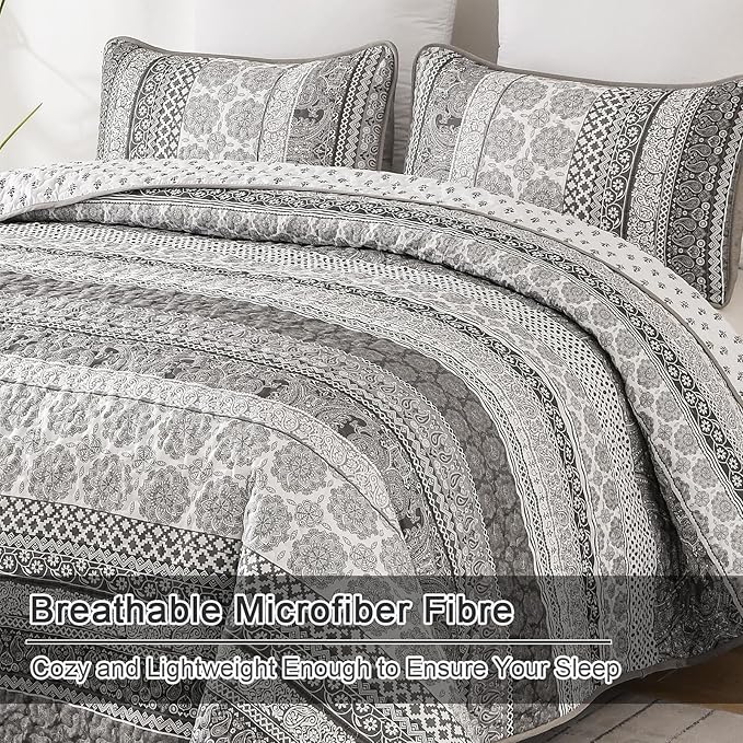 WONGS BEDDING Boho Quilt Set Queen Size - Image 5