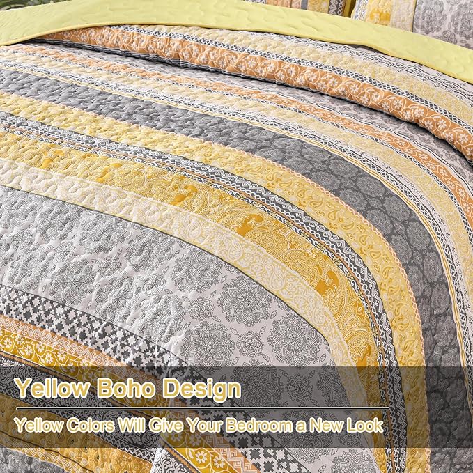 WONGS BEDDING Boho Quilt Set Queen Size, Lightweight Bedspread Coverlet Bedding - Image 5