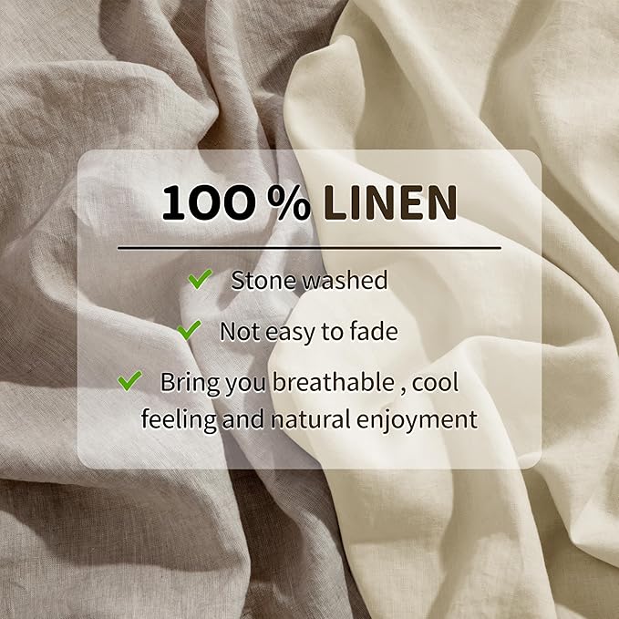 LBRO2M 100% Pure Linen Sheet Set Deep Pocket Up to 16" Bed Sheets Sets - Image 4