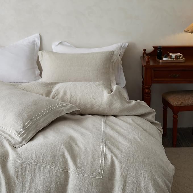 Simple&Opulence 100% Washed Linen Duvet Cover Set 68"x86" - Image 9