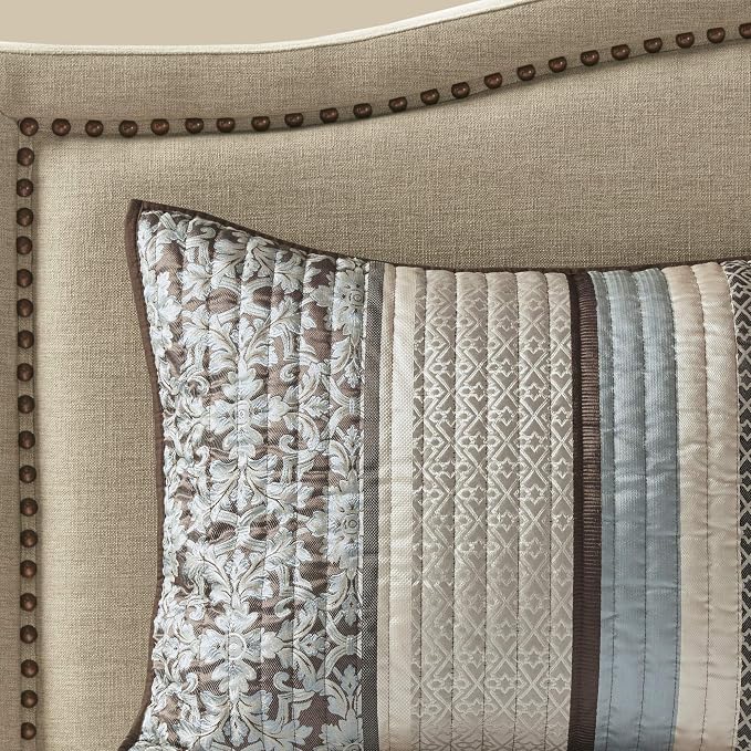 Madison Park Quilt Set Luxurious Jacquard Stripes Design - Image 8