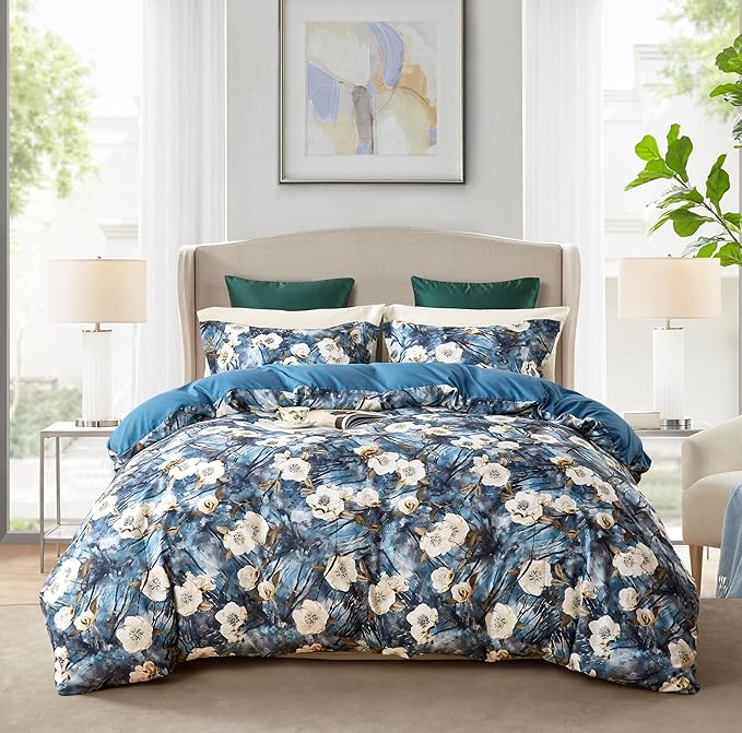 Cupocupa Duvet Cover Queen Size Set Boho Floral Pattern Queen Duvet Cover Set by CupocupaHomeCollection