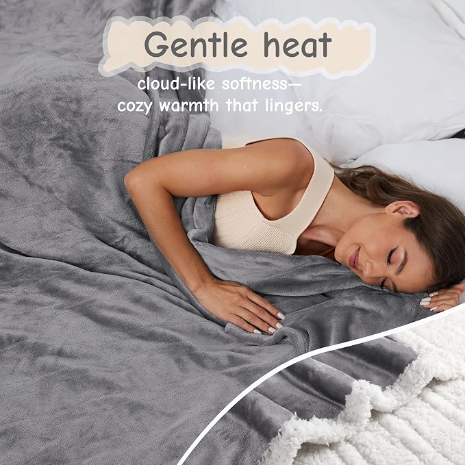 Electric Heated Blanket Full Size 72"x84", Soft Flannel - Image 3