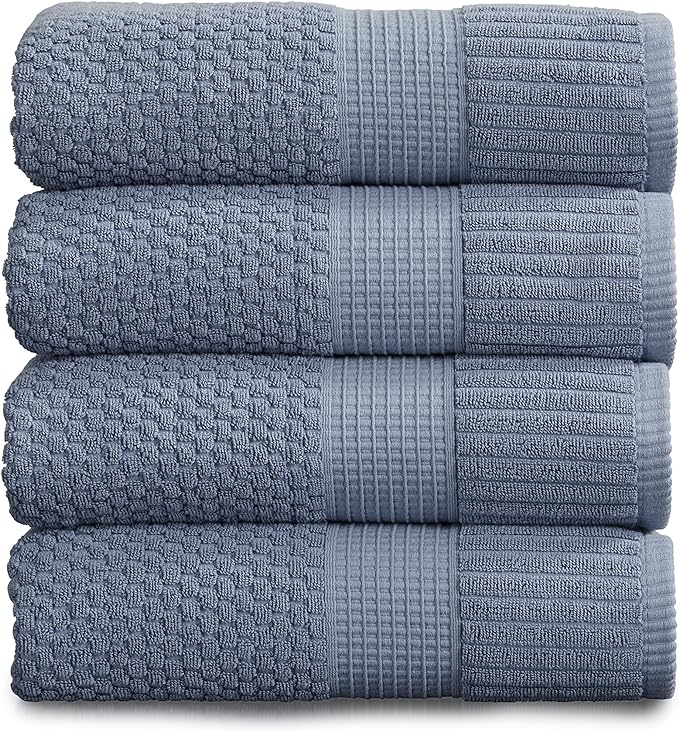 NY Loft 100% Cotton Bath Towel Set of 4 | Blue Towels | Oeko-TEX® Standard 100 by NYLoft