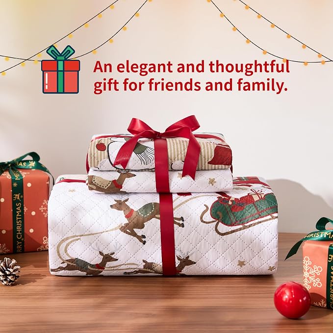 PPOLCA Christmas King Quilt Bedding Set, Snowman Printed Lightweight Reversible - Image 7