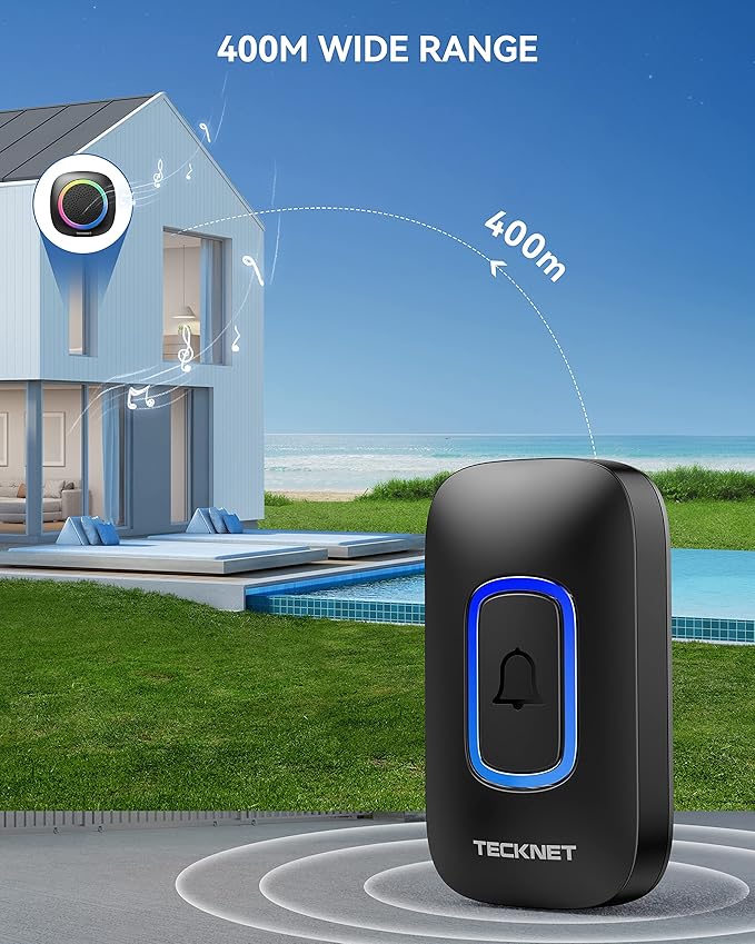 TECKNET Wireless Doorbell with 3 Portable Doorbells with RGB Light, Battery - Image 8
