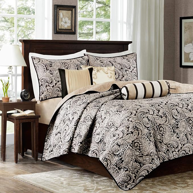 Madison Park Quilt Traditional Damask Design All Season, Lightweight Coverlet - Image 3