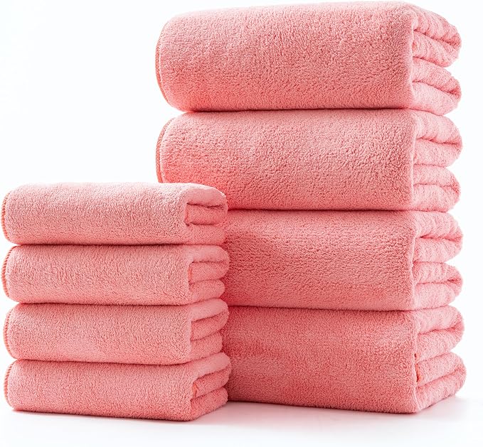 Lumimi Towel Set of 8 Very Soft Microfiber 4 Bath and 4 Hand Towels Quick Dry by Lumimi