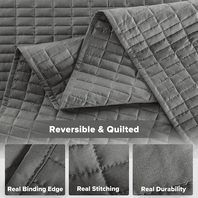 Comfort Spaces Charcoal Oversized King Quilt Set 120"x118" Bedspread Quilted - Image 6