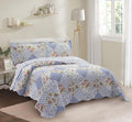 Brilliant Sunshine Blue Rose Patchwork, 3-Piece Quilt Set by BrilliantSunshine