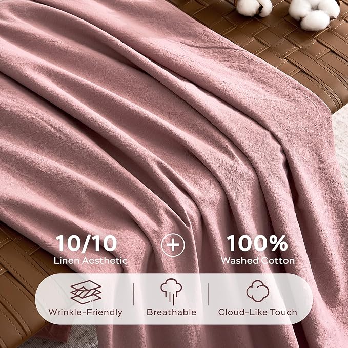JELLYMONI 100% Washed Cotton Duvet Cover King – Soft, Breathable Linen-Look - Image 3