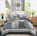 WONGS BEDDING Black Quilt Set King Size, 3 Pieces Boho Patchwork Bedspread by WONGSBEDDING