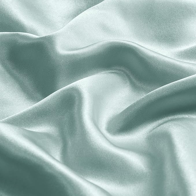 BEDELITE Satin Pillowcase with Zipper, Haze Blue Pillow Cases Queen Size Set of - Image 3