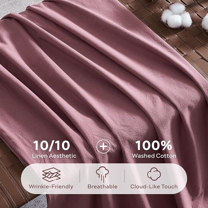 JELLYMONI 100% Washed Cotton Duvet Cover Twin – Soft, Breathable Linen-Look - Image 3