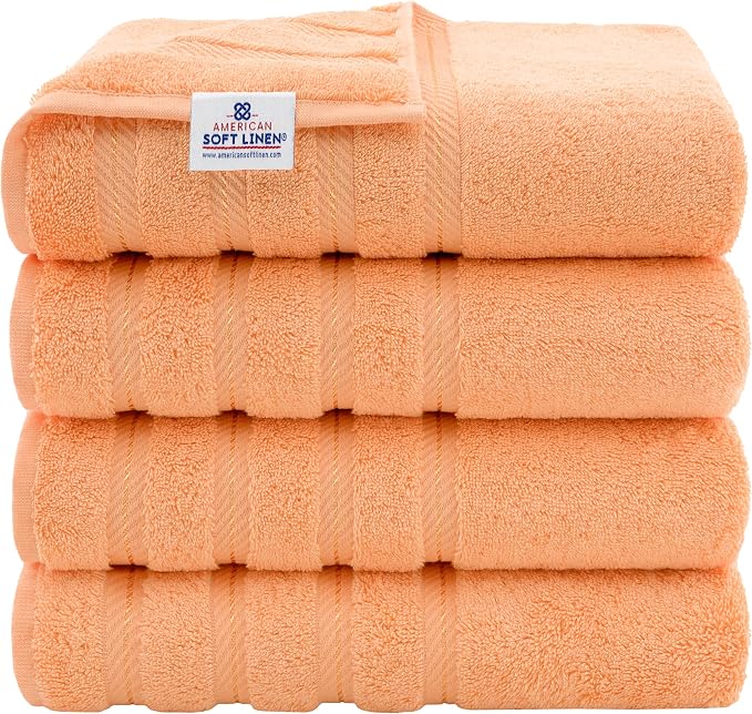 American Soft Linen Luxury 4 Piece Bath Towel Set, 600 GSM 100% Cotton Turkish by AmericanSoftLinen
