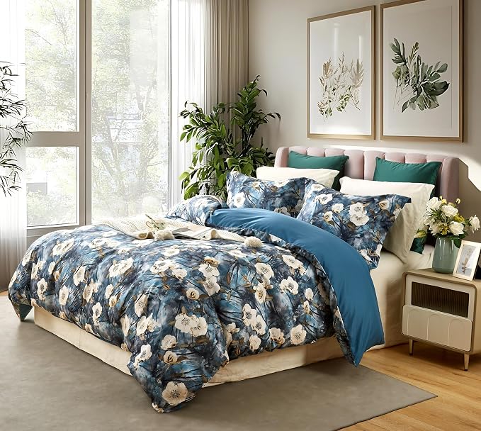 Cupocupa Duvet Cover Queen Size Set Boho Floral Pattern Queen Duvet Cover Set - Image 2