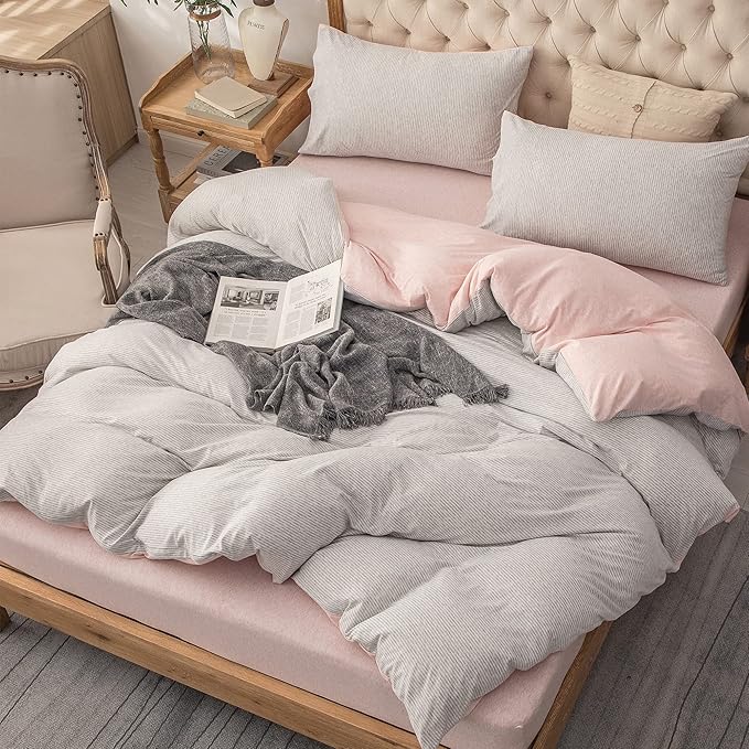 PURE ERA Jersey Knit Duvet Cover Set 100% T-Shirt Heather Cotton Super Soft by PUREERA