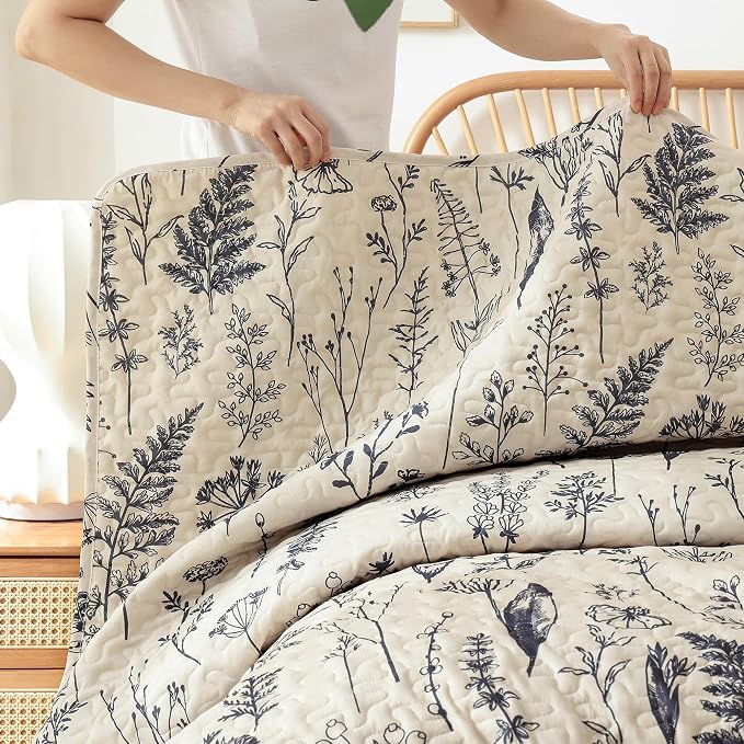 JANZAA Twin Quilt Beige Quilt Bed Spread Boho Quilt - Image 8